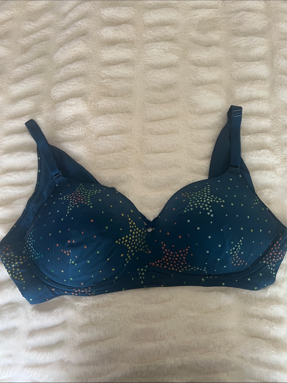Navy Star-Print Underwire Bra with Light Padding💙
